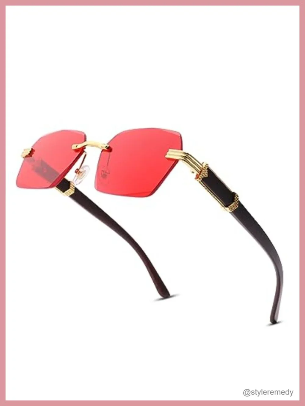 Rimless Rectangle Sunglasses UV400 Protection Retro Frameless Unisex